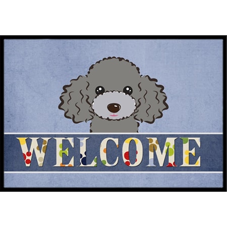 Carolines Treasures Silver Gray Poodle Welcome Indoor and Outdoor Mat- 18 x 27 in. BB1445MAT
